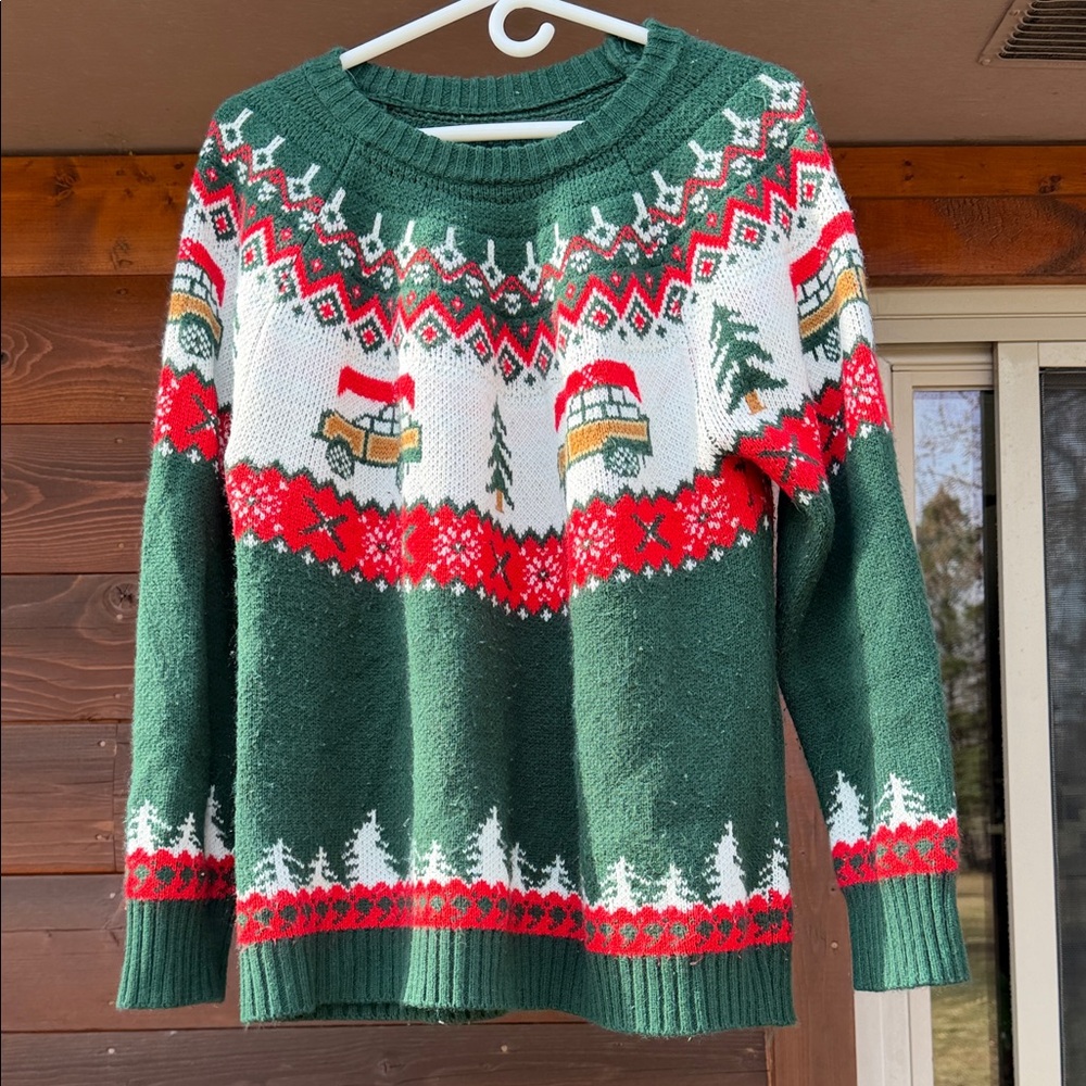 Source Unknown Green, White & Red Holiday Fair Isle Sweater